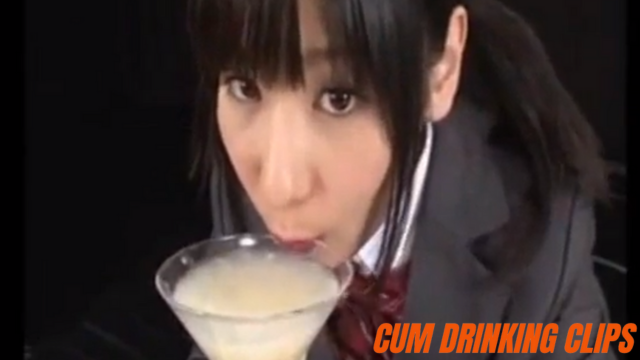 Asian woman drinking 50 cum load