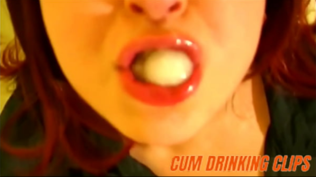 Woman swallowing sperm with gum