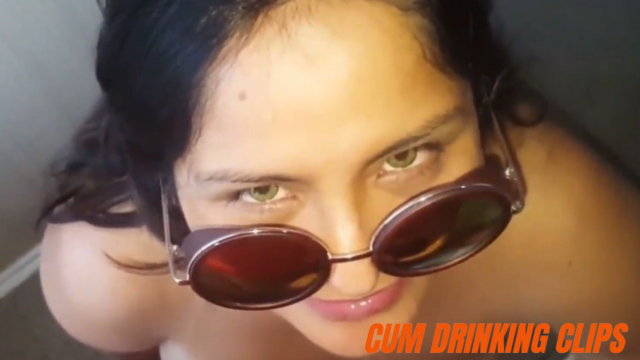 Sexy Latina slut swallowing her husband’s cum