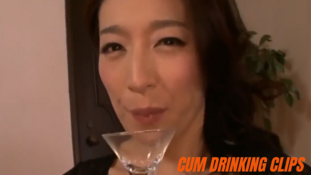 Japanese horny mom drinking sperm