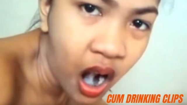 Asian woman boyfriend’s sperm in her mouth and swallowing