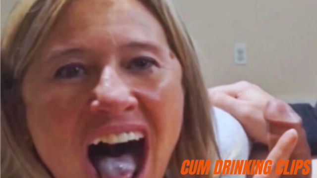 Blonde GILF swallowing her husband’s milk