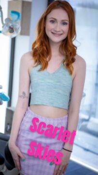 Scarlet Skies ETHNICITY Caucasian NATIONALITY American HAIR COLOR Red HEIGHT 5 feet, 4 inches (163 cm) WEIGHT 110 lbs (50 kg) MEASUREMENTS 32A-24-34 TATTOOS "Stay vulnerable" on left collarbone; Front of lower right biceps PIERCINGS Navel ...