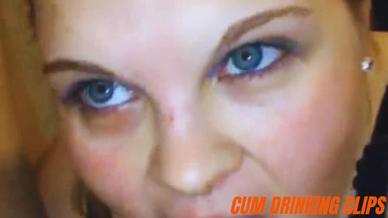Amateur porn video chubby woman blue eyes blowjob and swallowing cum, sperm in mouth and swallowing, tongue piercing, homemade POV porn