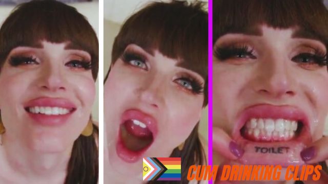 Shemale Natalie Mars swallowing cum