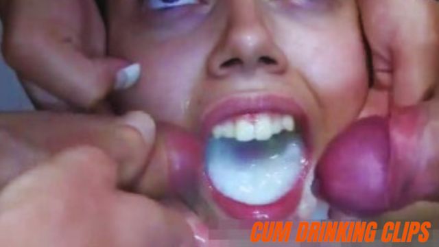 Daniela Dadivoso swallowing thick and sticky cum in bukkake