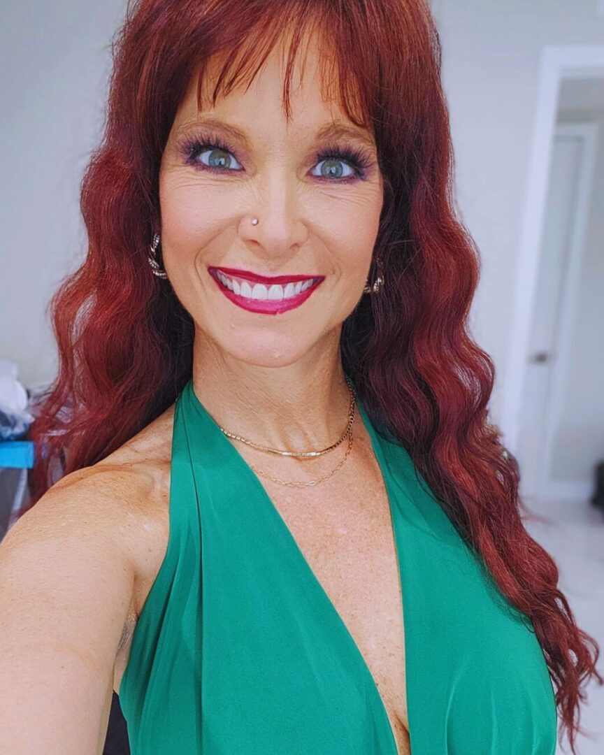MILF Syren De Mer redhead mature woman, woman wearing red, naked woman onlyfans