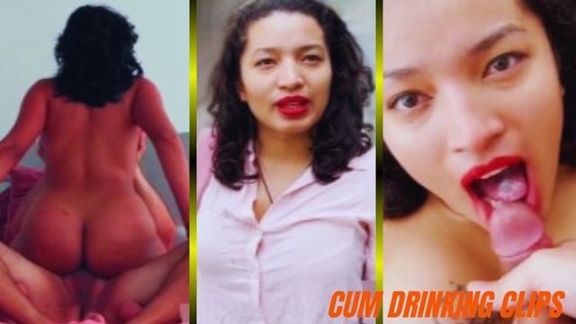 Mature Latina woman swallowing huge cum