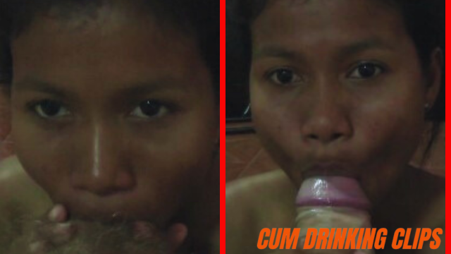 Milf Pinay housewife blowjob and drinking interracial semen