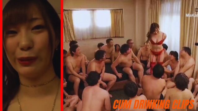 Asian woman eating cum in bukkake uncensored