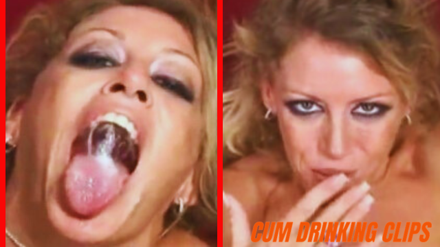 Hot MILF Chelsea Zinn swallowing jizz in bukkake