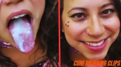 Amateur video of chubby MILF having sex and swallowing semen in the woods