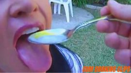 Hot cougar Kendra Secrets swallowing a dose of cum