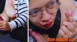 Arab woman giving a blowjob in a car and swallowing cum