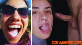 Video compilation of an Argentinian MILF wife swallowing cum