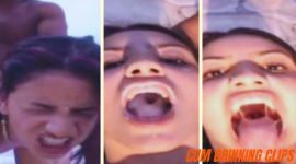 Brazilian woman Rafaela Cristine fucking and swallowing sperm of a black dwarf