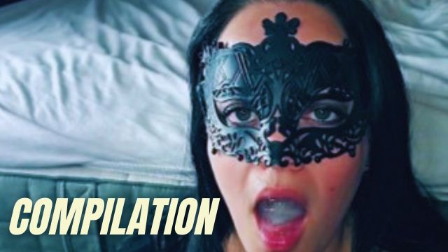Masked woman swallowing semen – Compilation