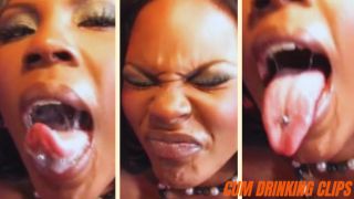 Black woman Coffee Brown swallowing bitter cum at a glory hole