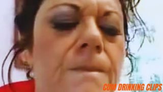 Hot GILF fucked by two guys and swallowing a load of cum