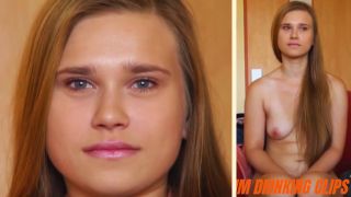 Beautiful Russian woman Jenny Love deep throating fisting and swallowing cum load
