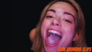 Blonde woman swallowing multiple loads of cum in a glory hole