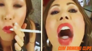 Canadian MILF Kianna Dior smoking and swallowing cum