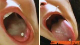 Hot chubby amateur with cum in her mouth and swallowing